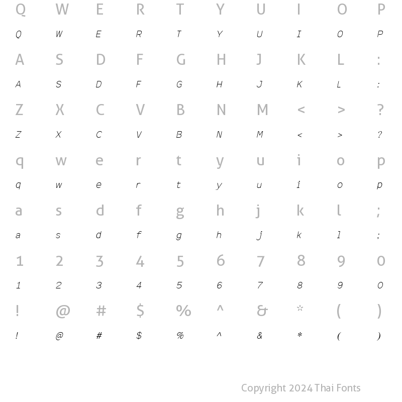Character Map of FonLeb Italic