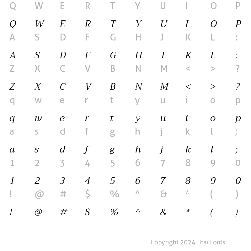 Character Map of Trirong Italic